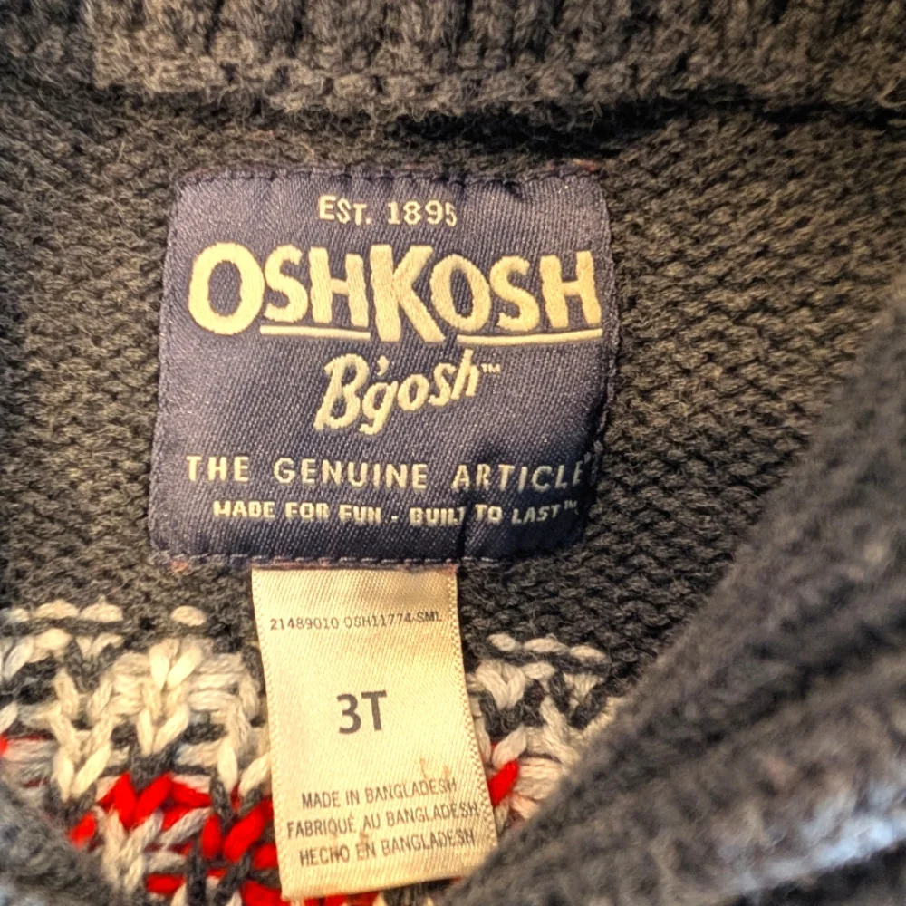 OshKosh B'gosh gray knit Southwestern button up cardigan w pockets. 3T